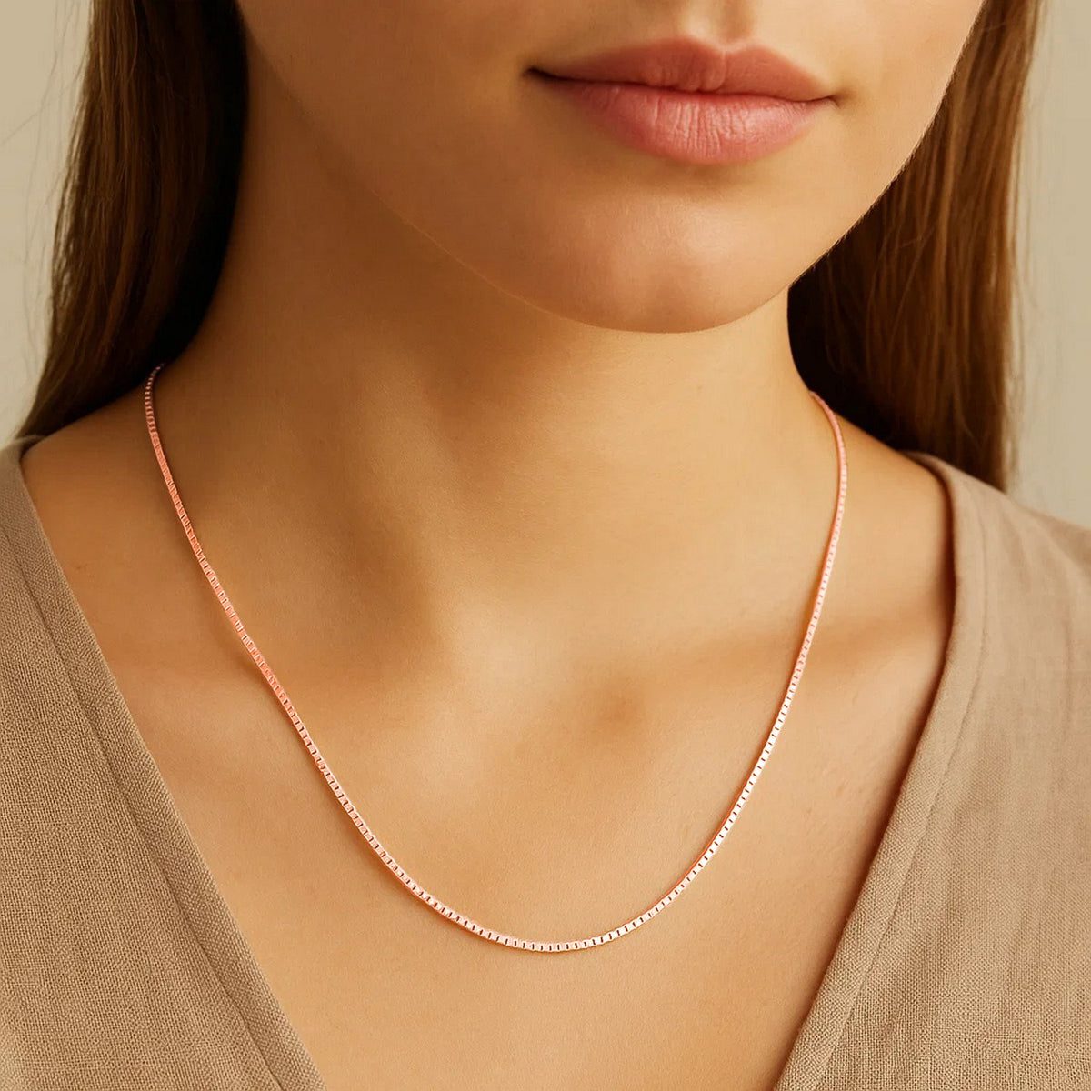 14K Rose Gold Classic Box Chain 0.60 mm
