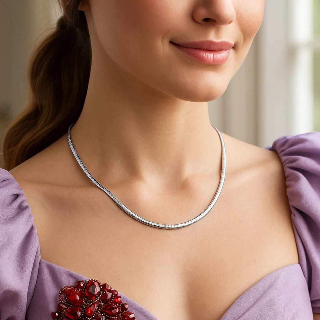 Sterling Silver Classic Omega Chain Necklace (3.0 mm)