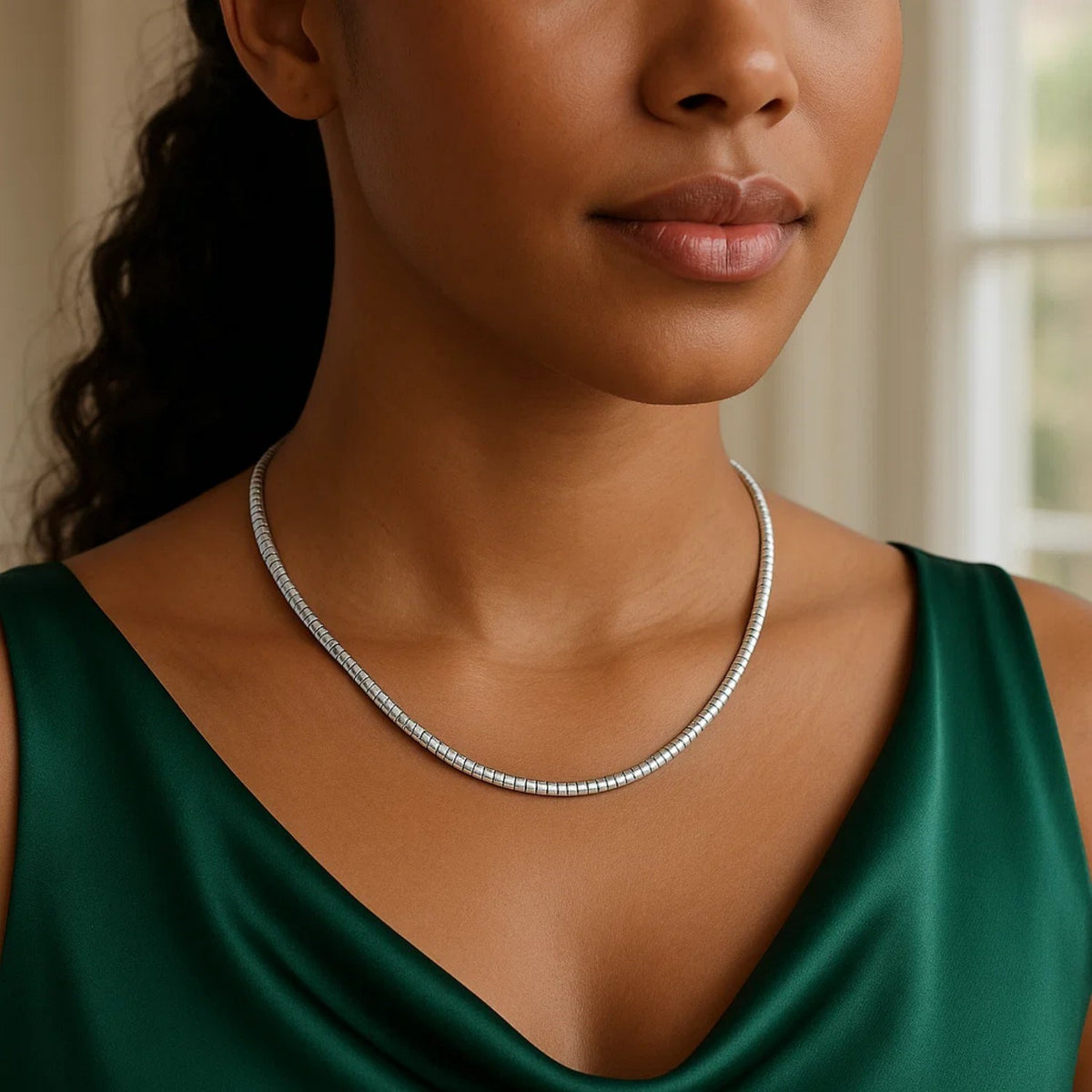 Sterling Silver Classic Omega Chain Necklace (3.0 mm)