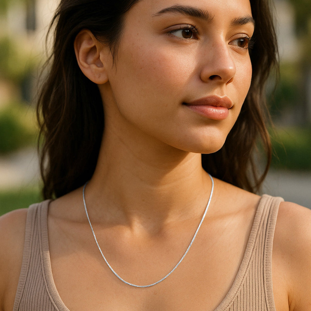14K White Gold Classic Box Chain (0.45 mm)
