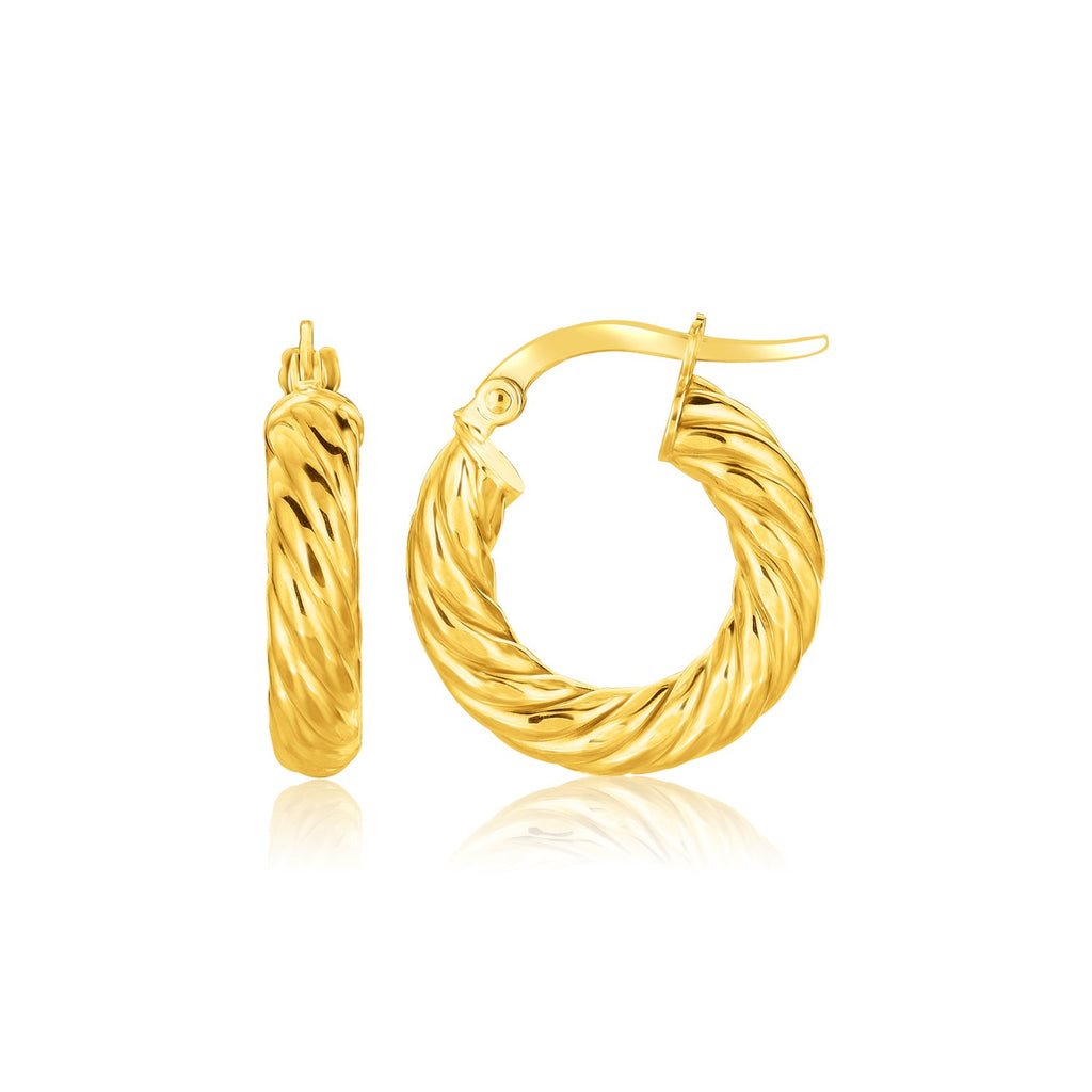 14K Yellow Gold Twisted Cable Small Hoop Earrings (4 x 17.6 mm)