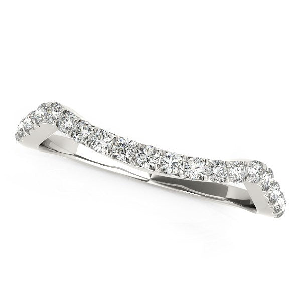 14K White Gold Modern Curvy Design Diamond Wedding Band (1/5 cttw)