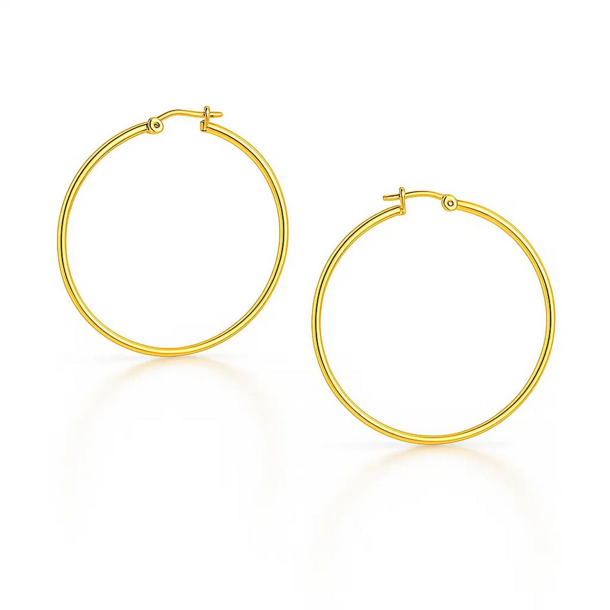 14K Yellow Gold Polished Hoop Earrings (3 x 25 mm)