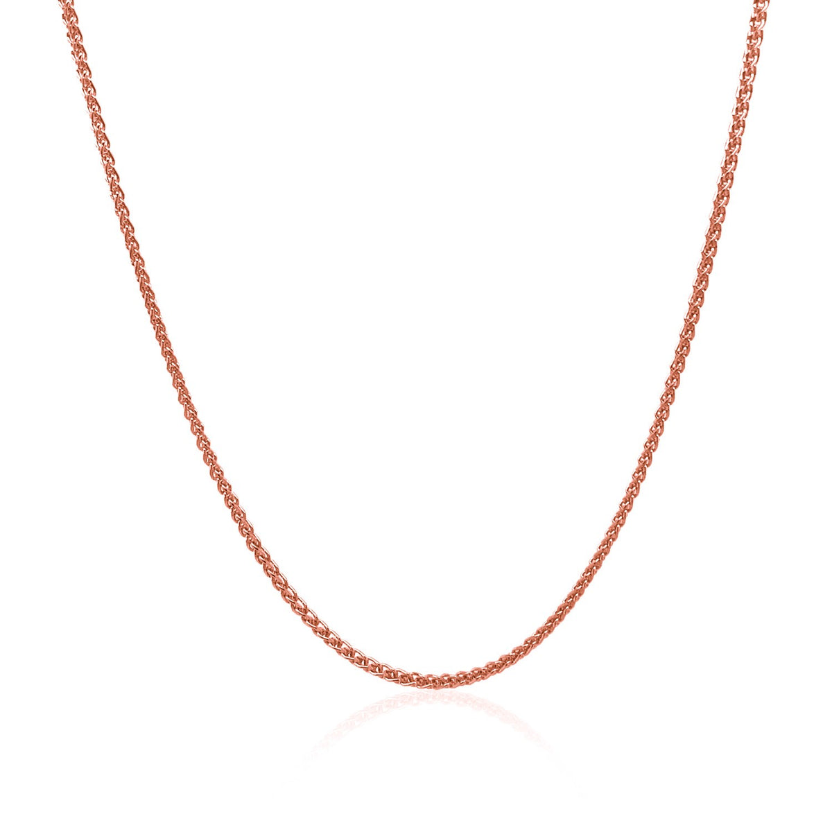 14K Rose Gold Diamond Cut Round Wheat Chain (1.20 mm)