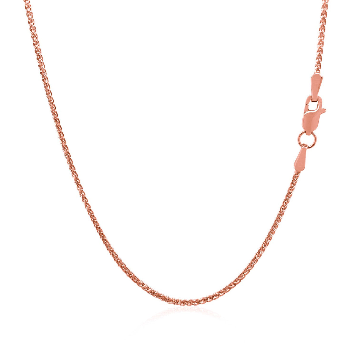 14K Rose Gold Diamond Cut Round Wheat Chain (1.20 mm)