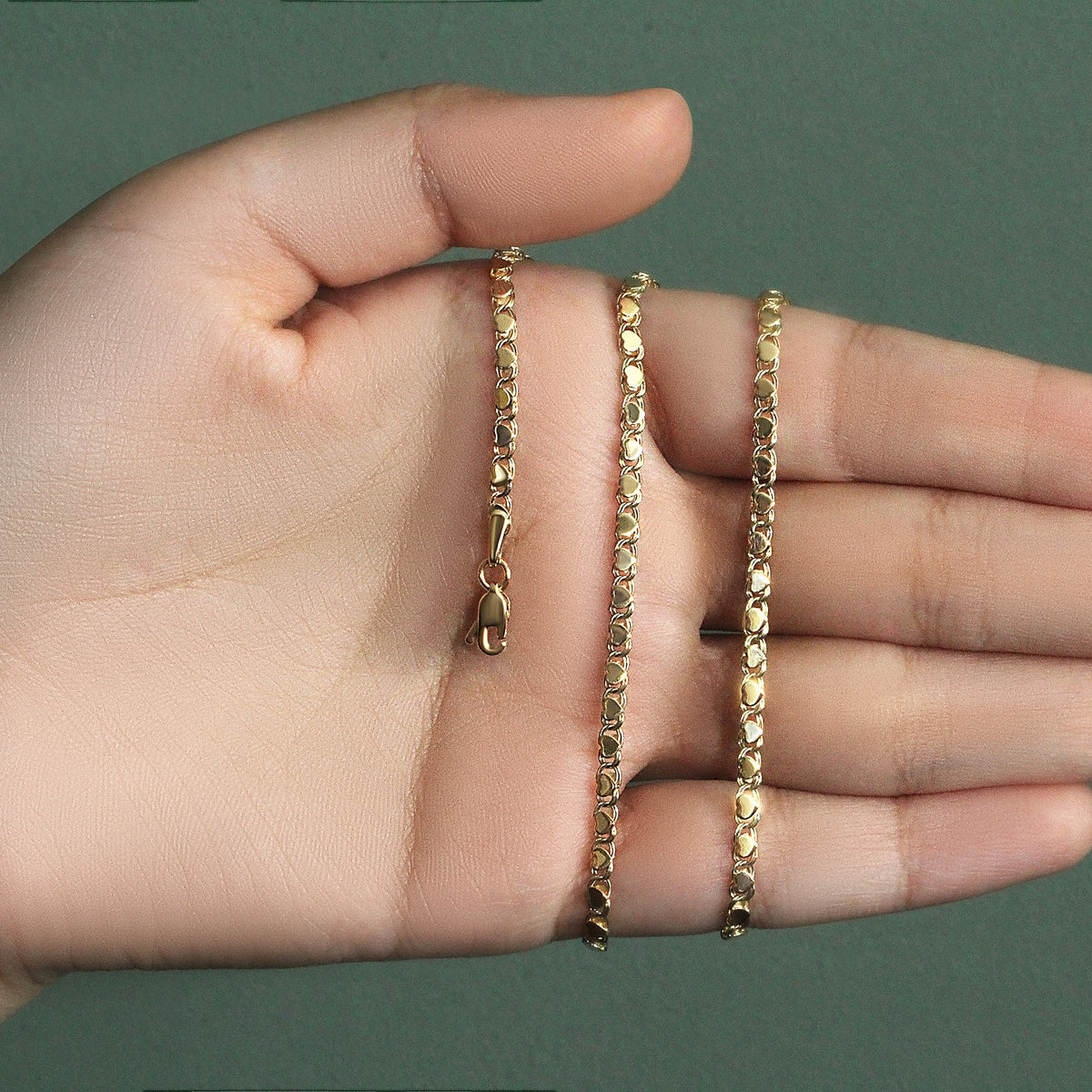 14k Yellow Gold Heart Chain (3.00 mm)