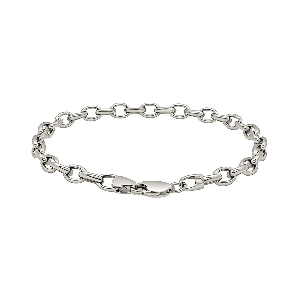 14k White Gold Oval Rolo Bracelet  (4.60 mm)