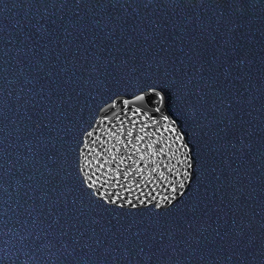14k White Gold Oval Cable Link Chain (1.50 mm)