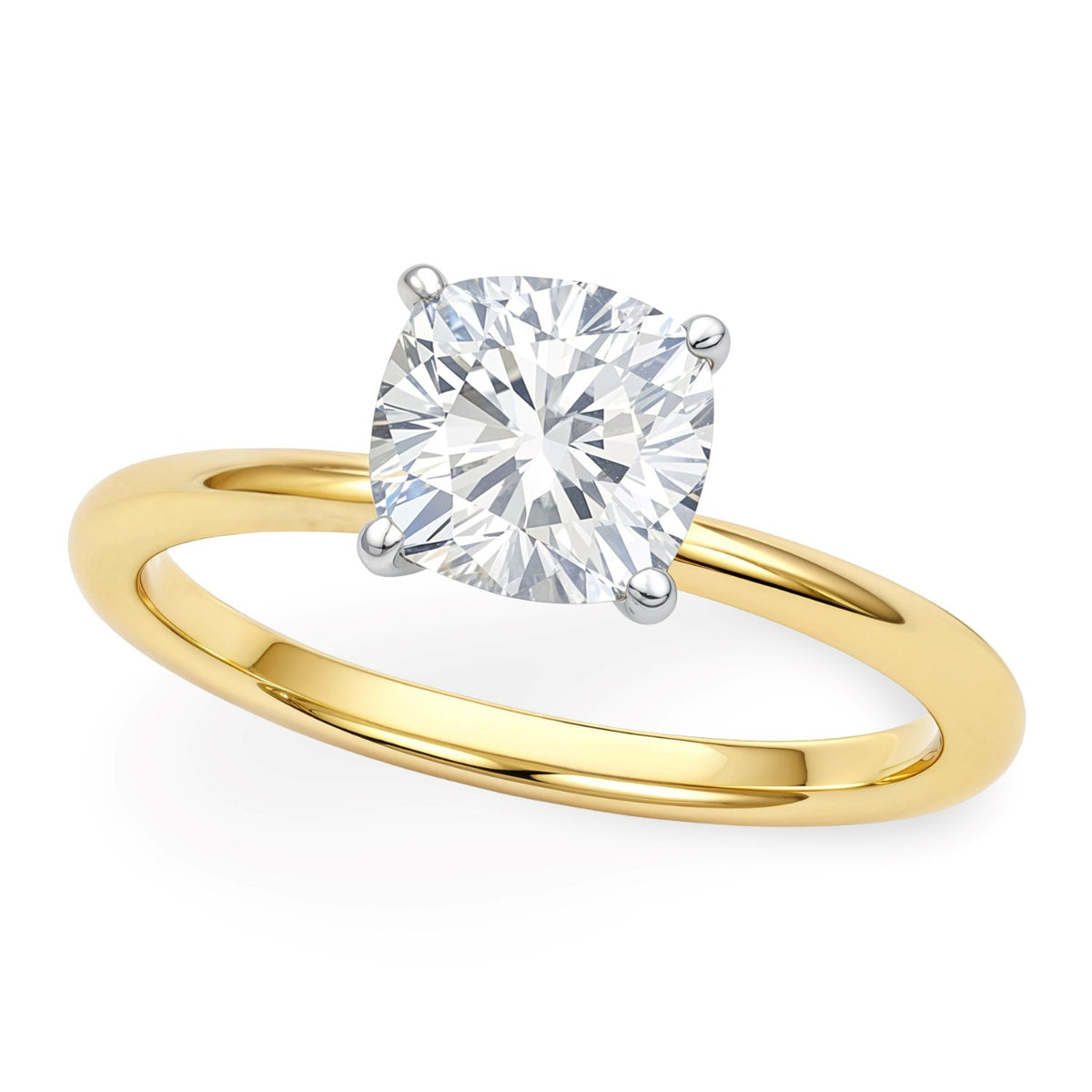 1.50Ct Cushion Lab Grown IGI G/VS1 Diamond Ring in 10K Yellow Gold