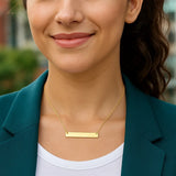 14k Yellow Gold Smooth Flat Horizontal Bar Style Necklace