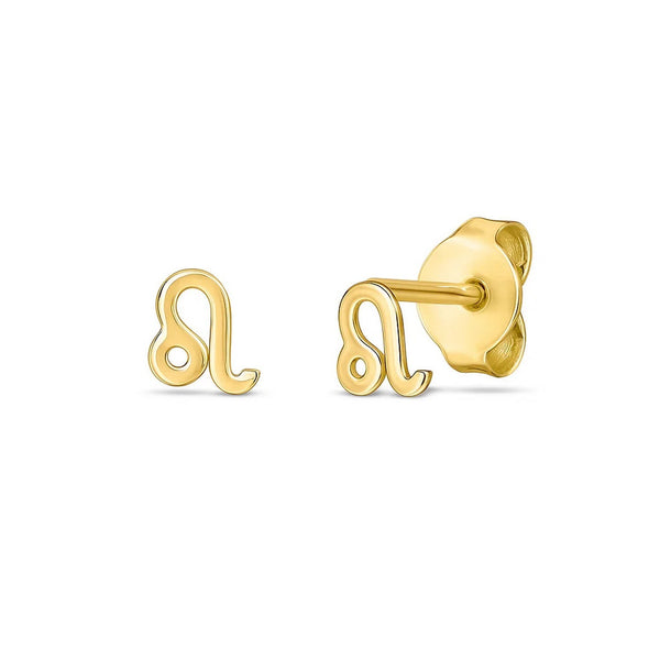 14k Yellow Gold Leo Stud Earrings