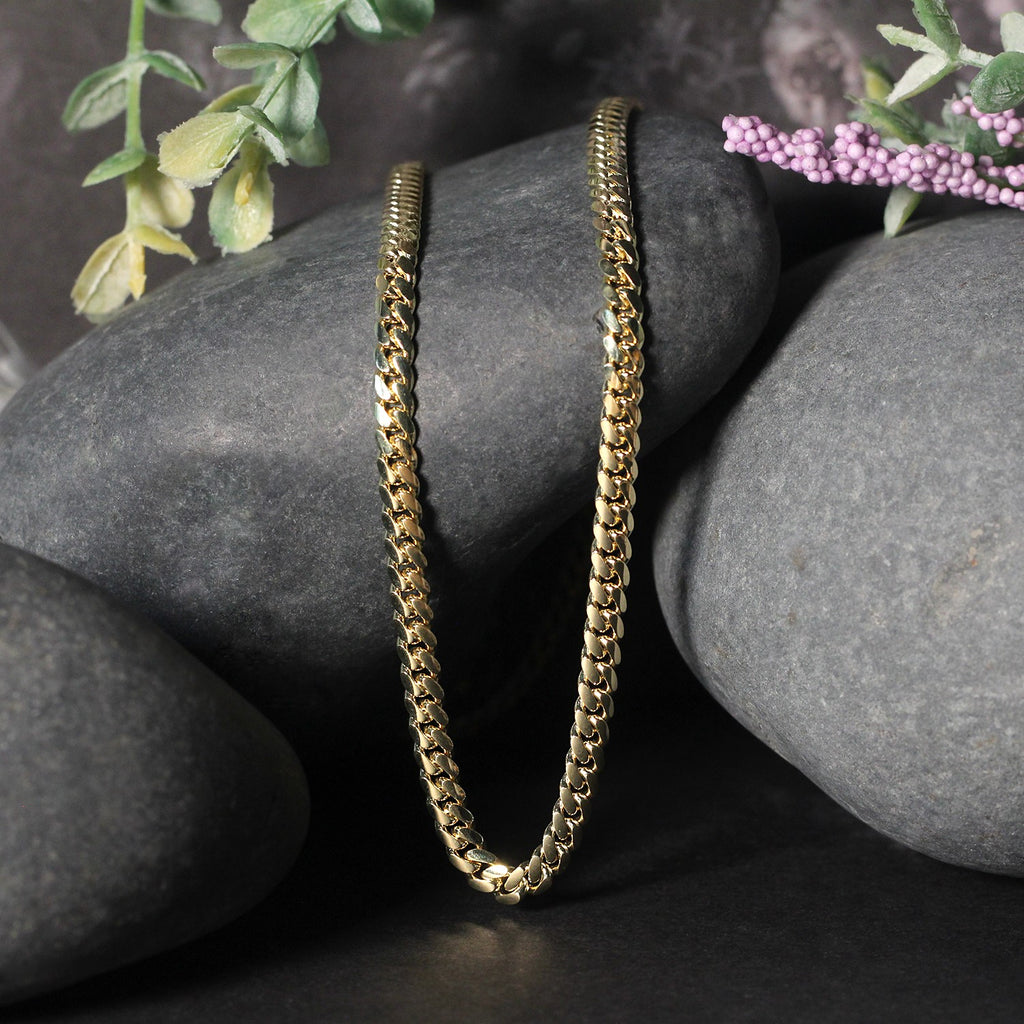 4.0mm 14k Yellow Gold Classic Solid Miami Cuban Chain