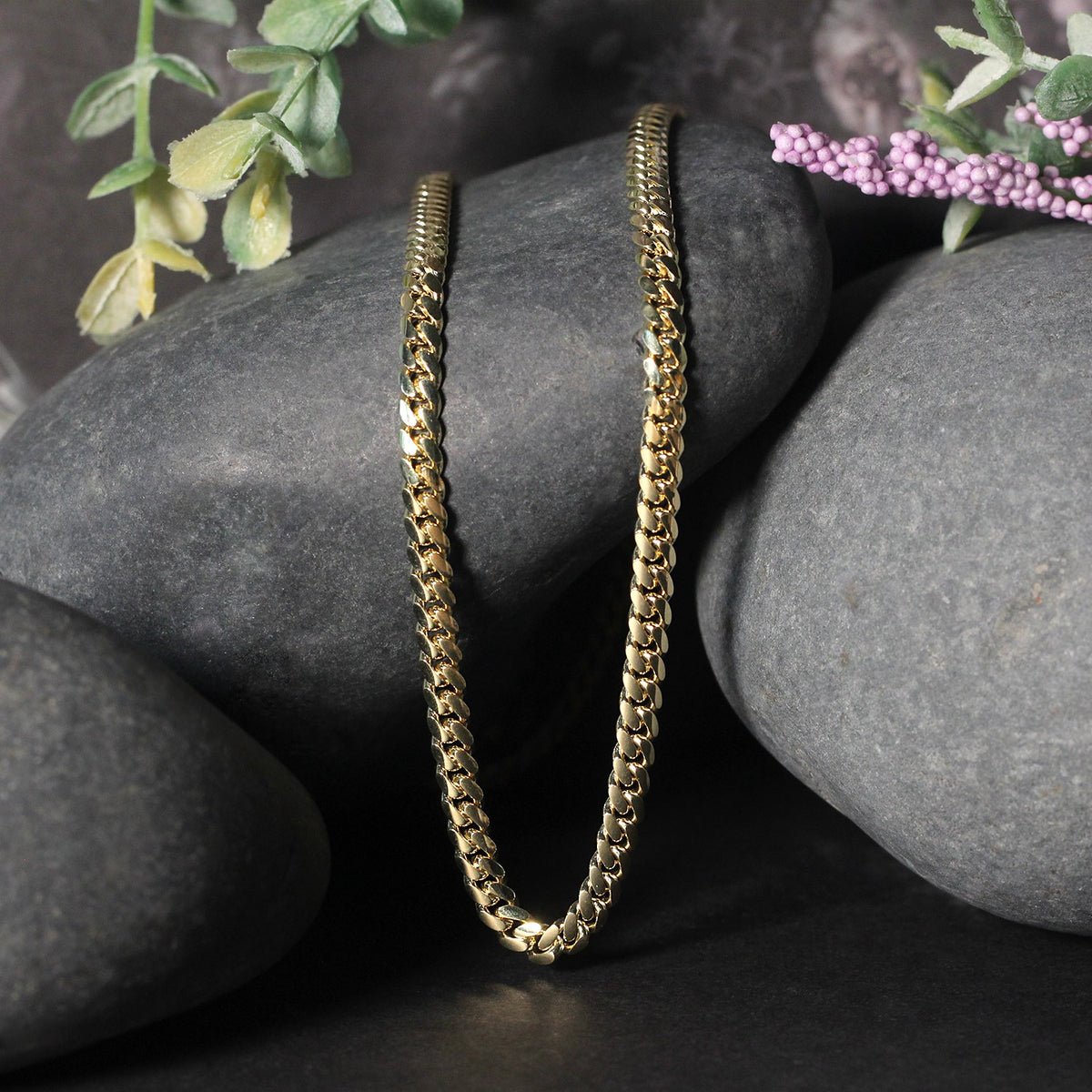 4.0mm 14k Yellow Gold Classic Solid Miami Cuban Chain