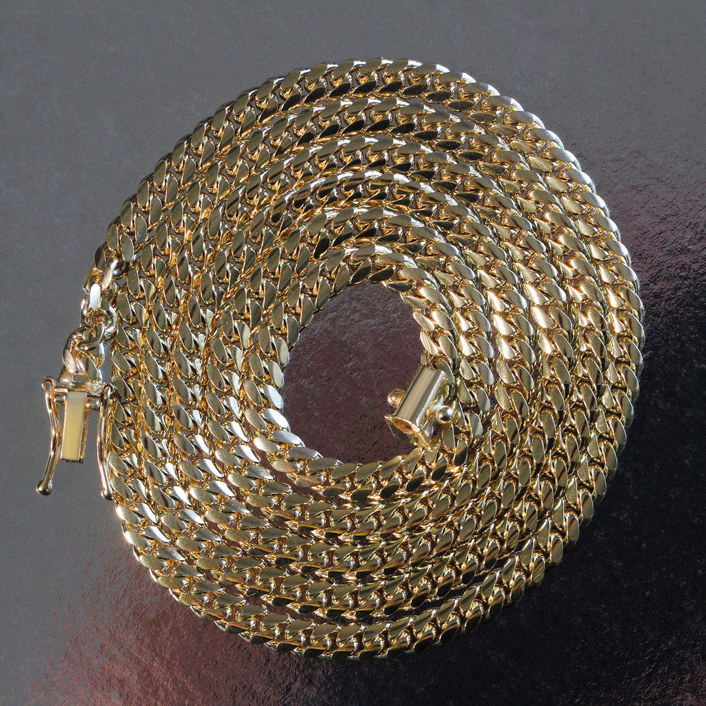 4.0mm 14k Yellow Gold Classic Solid Miami Cuban Chain