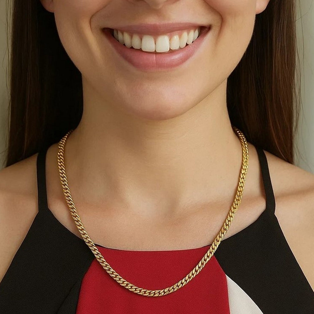 4.0mm 14k Yellow Gold Classic Solid Miami Cuban Chain