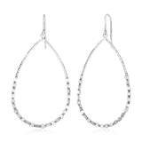Sterling Silver Textured Teardrop Motif Dangle Earrings