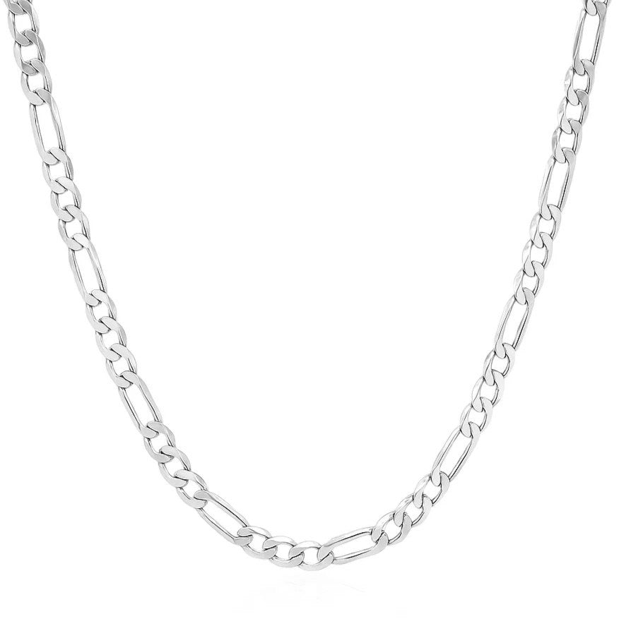 14k White Gold Solid Figaro Chain (2.60 mm)