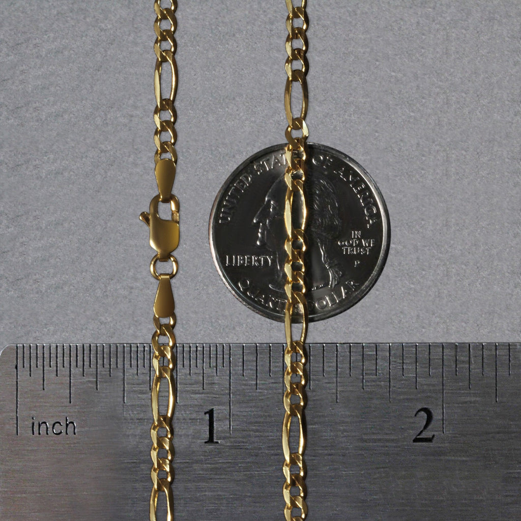 10k Yellow Gold Solid Figaro Chain (2.60 mm)