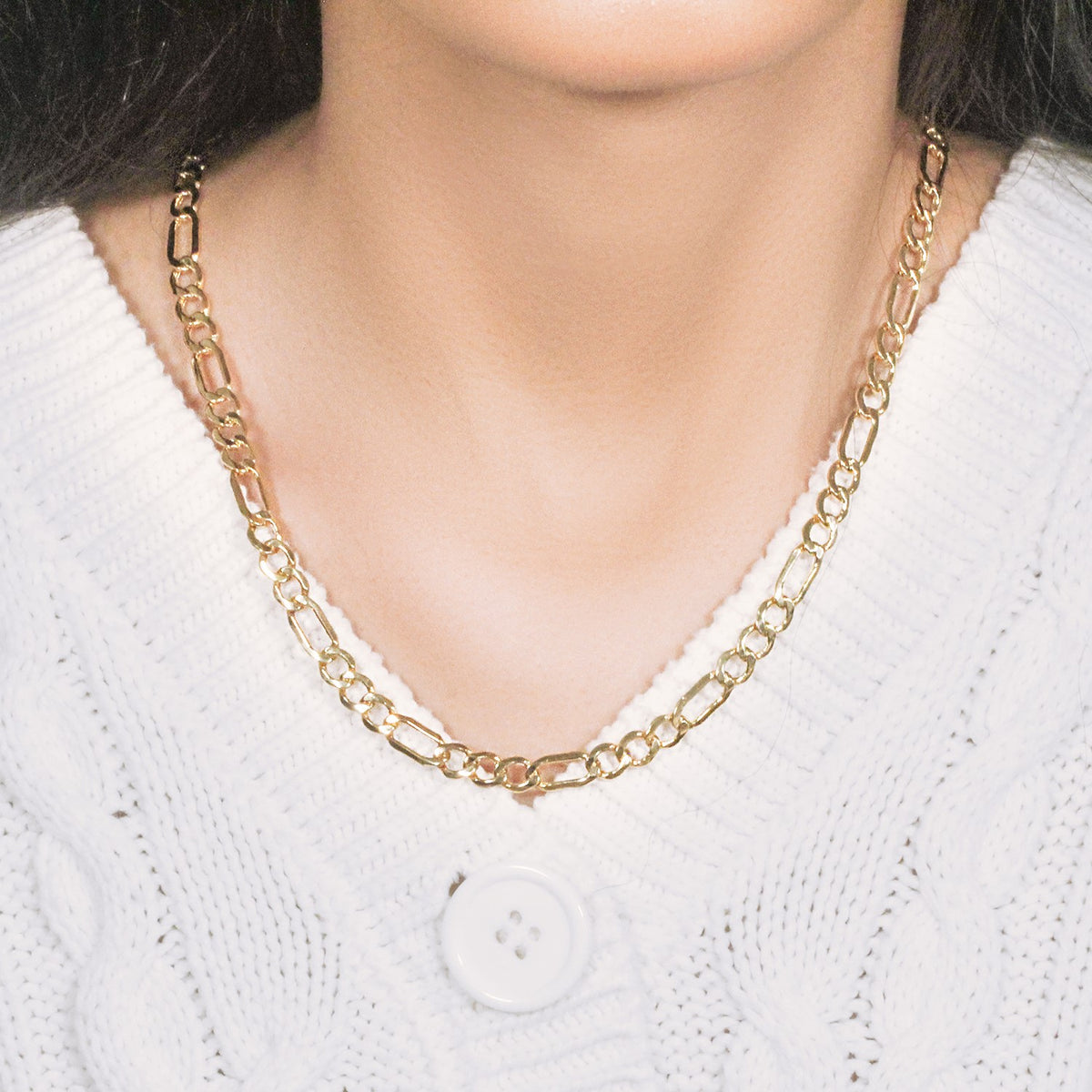 10k Yellow Gold Lite Figaro Chain (6.60 mm)