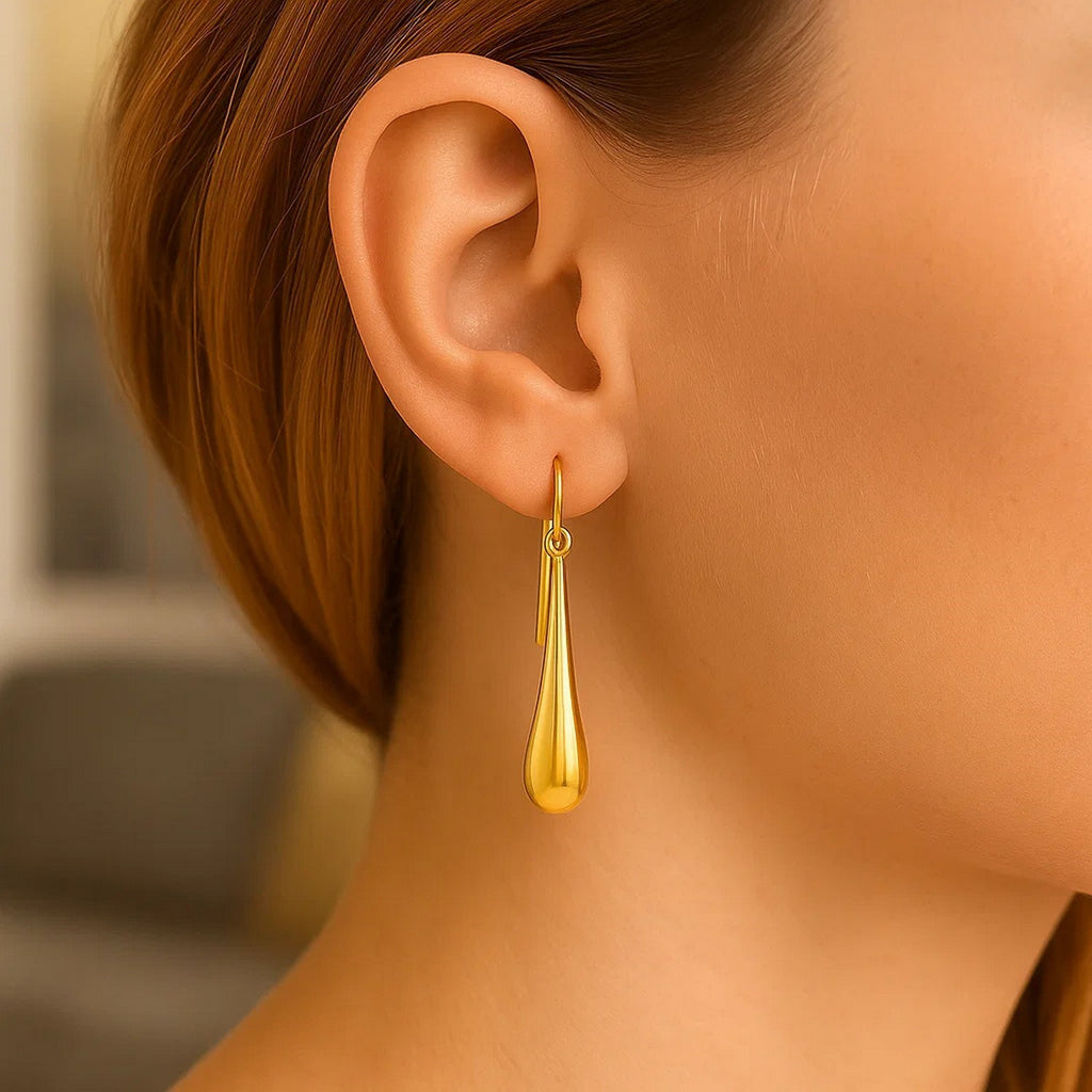 14k Yellow Gold Dramatic Drop Earrings