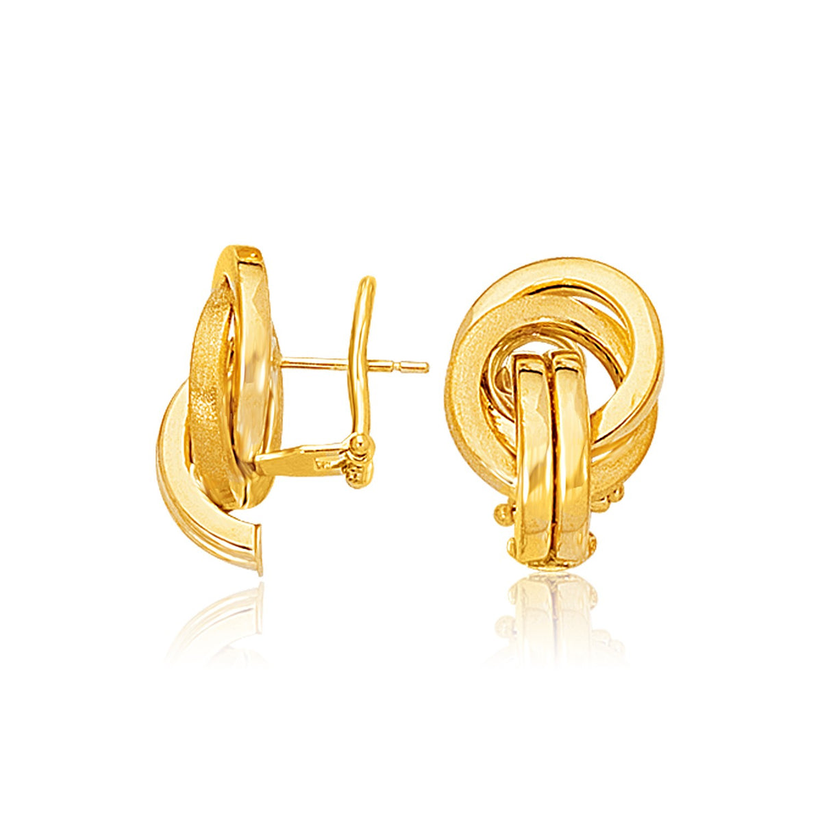 14K Yellow Gold Grand Love Knot Earrings with Omega Backs