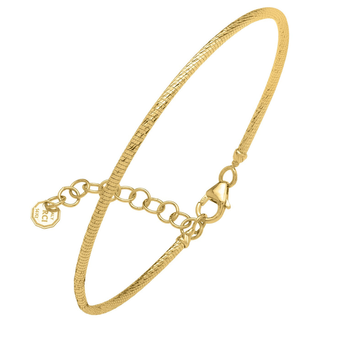 14K Yellow Gold Diamond Cut Stack Bangle Bracelet (1.80 mm)