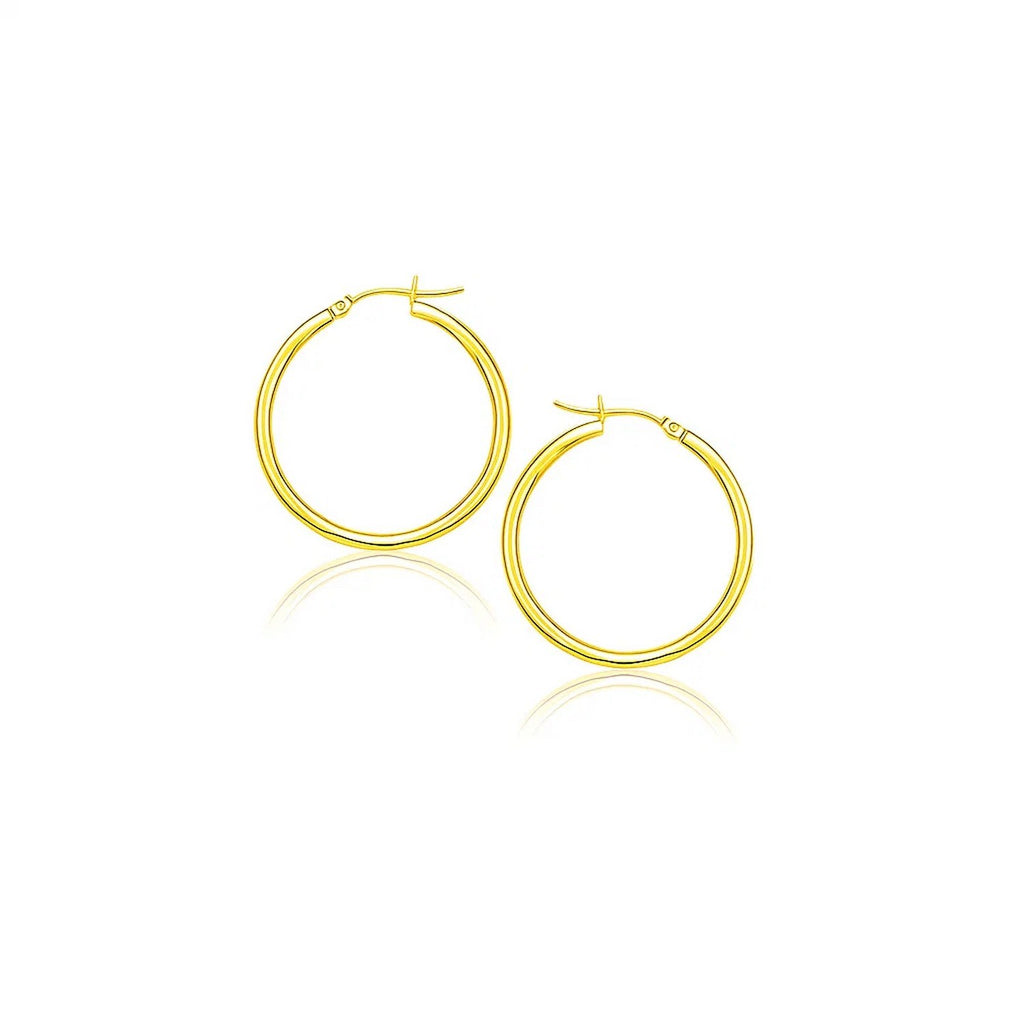 14k Yellow Gold Polished Hoop Earrings (2x20mm)