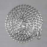 14k White Gold Solid Curb Chain (3.60 mm)