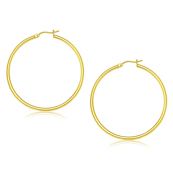14k Yellow Gold Polished Hoop Earrings (2x45mm)