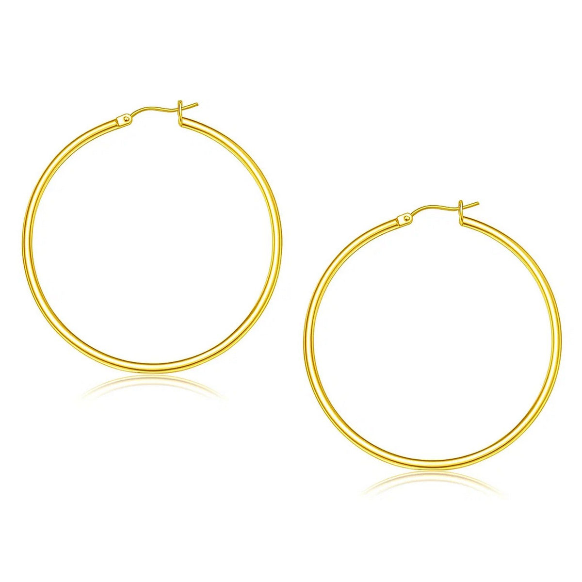 14k Yellow Gold Polished Hoop Earrings (2x45mm)