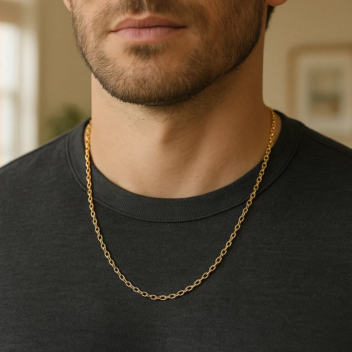 14k Yellow Gold Diamond Cut Cable Link Chain (2.20 mm)