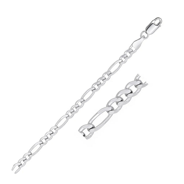 14k White Gold Solid Figaro Chain (4.50 mm)
