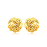 14k Yellow Gold Love Knot with Ridge Texture Earrings
