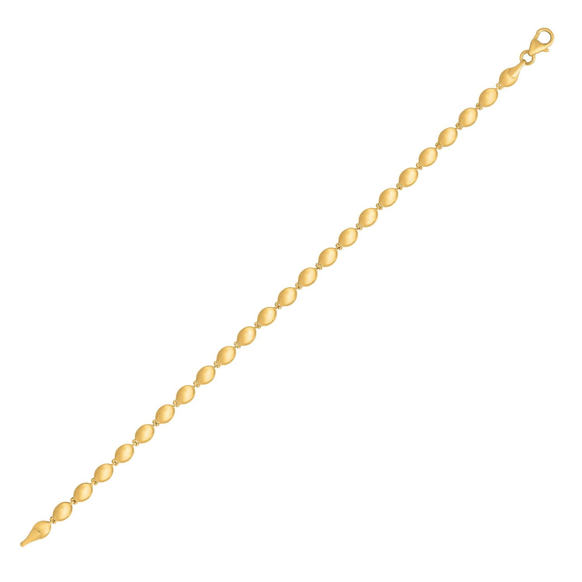 14K Yellow Gold Pebble Bead Chain Bracelet (4.00 mm)