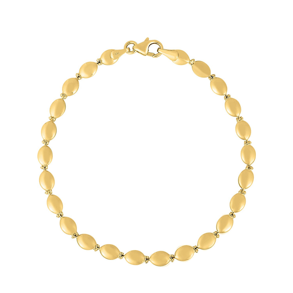 14K Yellow Gold Pebble Bead Chain Bracelet (4.00 mm)