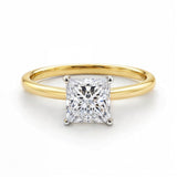 1.50Ct Princess Lab Grown IGI G/VS1 Diamond Ring in 14K Yellow Gold