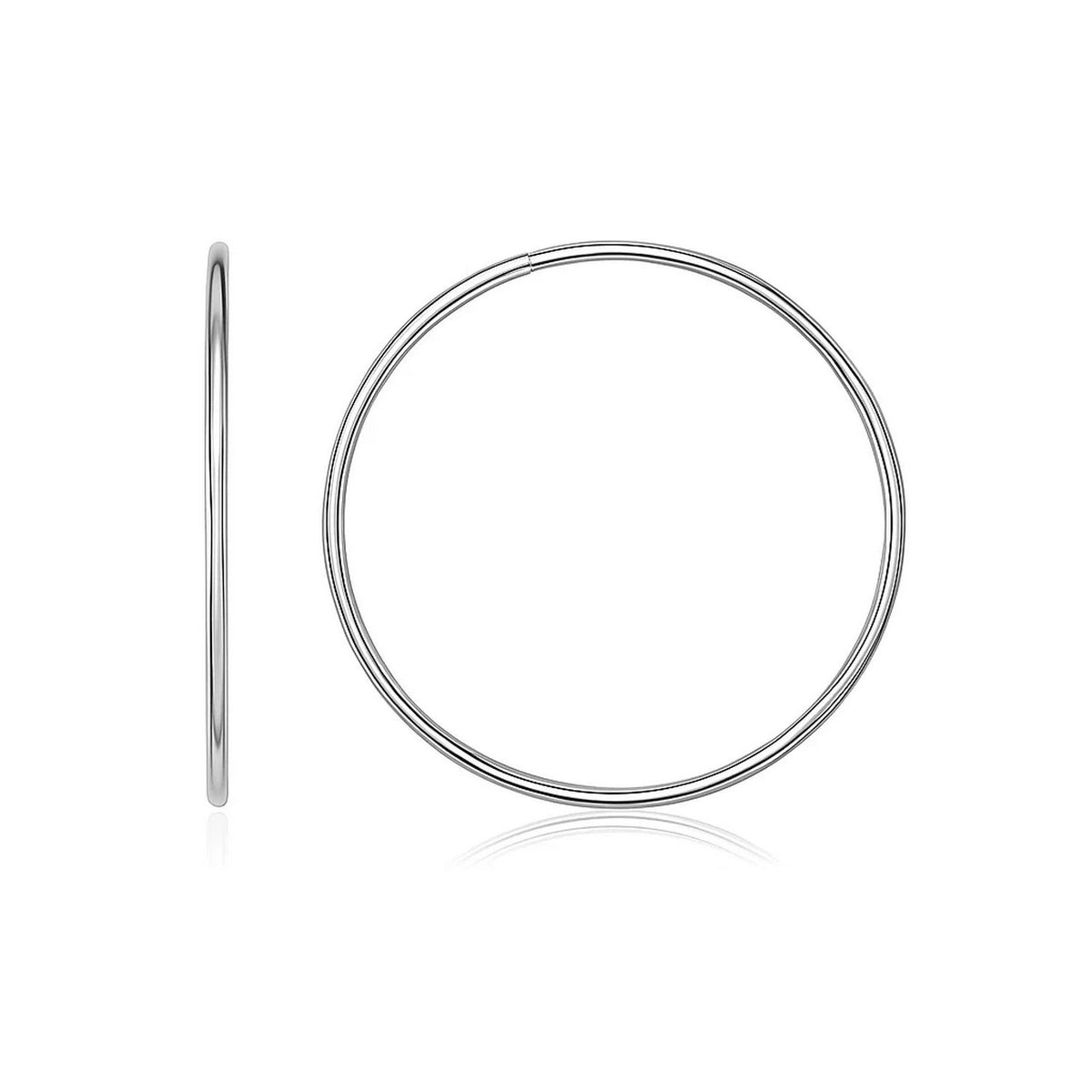 Endless Hoop Style Earrings in 14k White Gold(1.2x30mm)