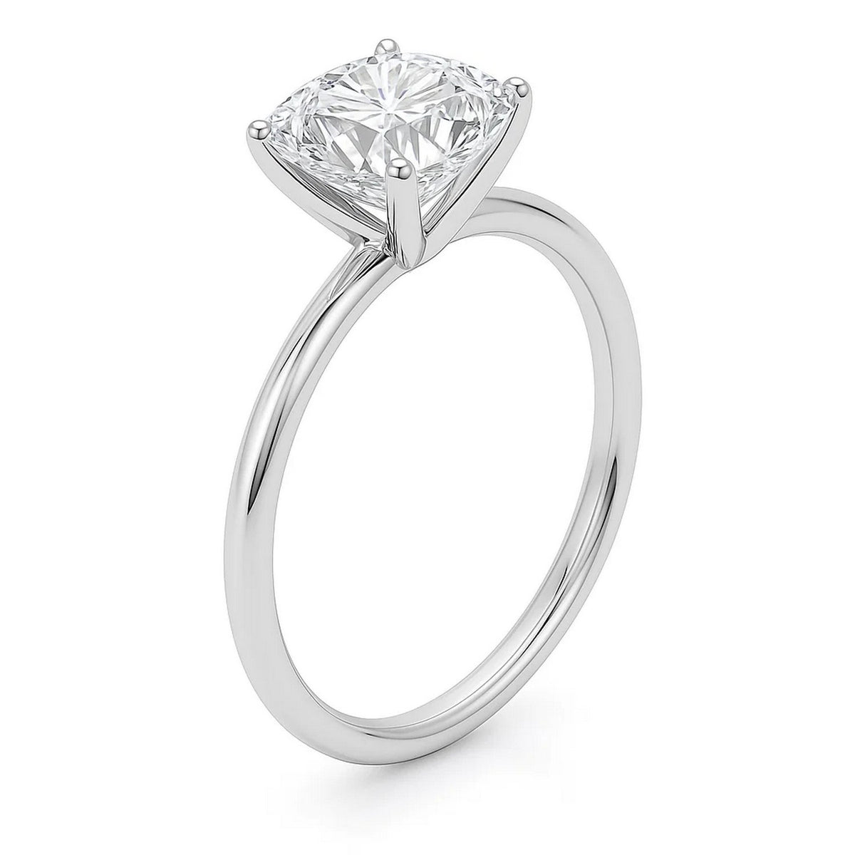 3 Carat Cushion Lab Grown IGI G/VS1 Diamond Solitaire Ring in 14K White Gold