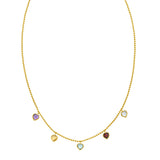 14K Yellow Gold Multi Gemstone Heart Necklace (1.50 mm)