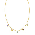 14K Yellow Gold Multi Gemstone Heart Necklace (1.50 mm)