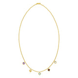 14K Yellow Gold Multi Gemstone Heart Necklace (1.50 mm)