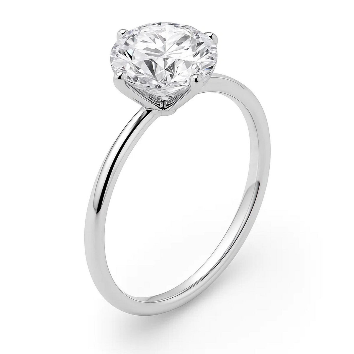 3 Carat Round Lab Grown IGI G/VS1 Diamond Solitaire Ring in 10K White Gold