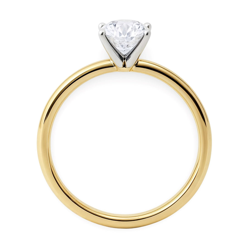 1 Carat Round Lab Grown IGI G/VS1 Diamond Solitaire Ring in 10K Yellow Gold