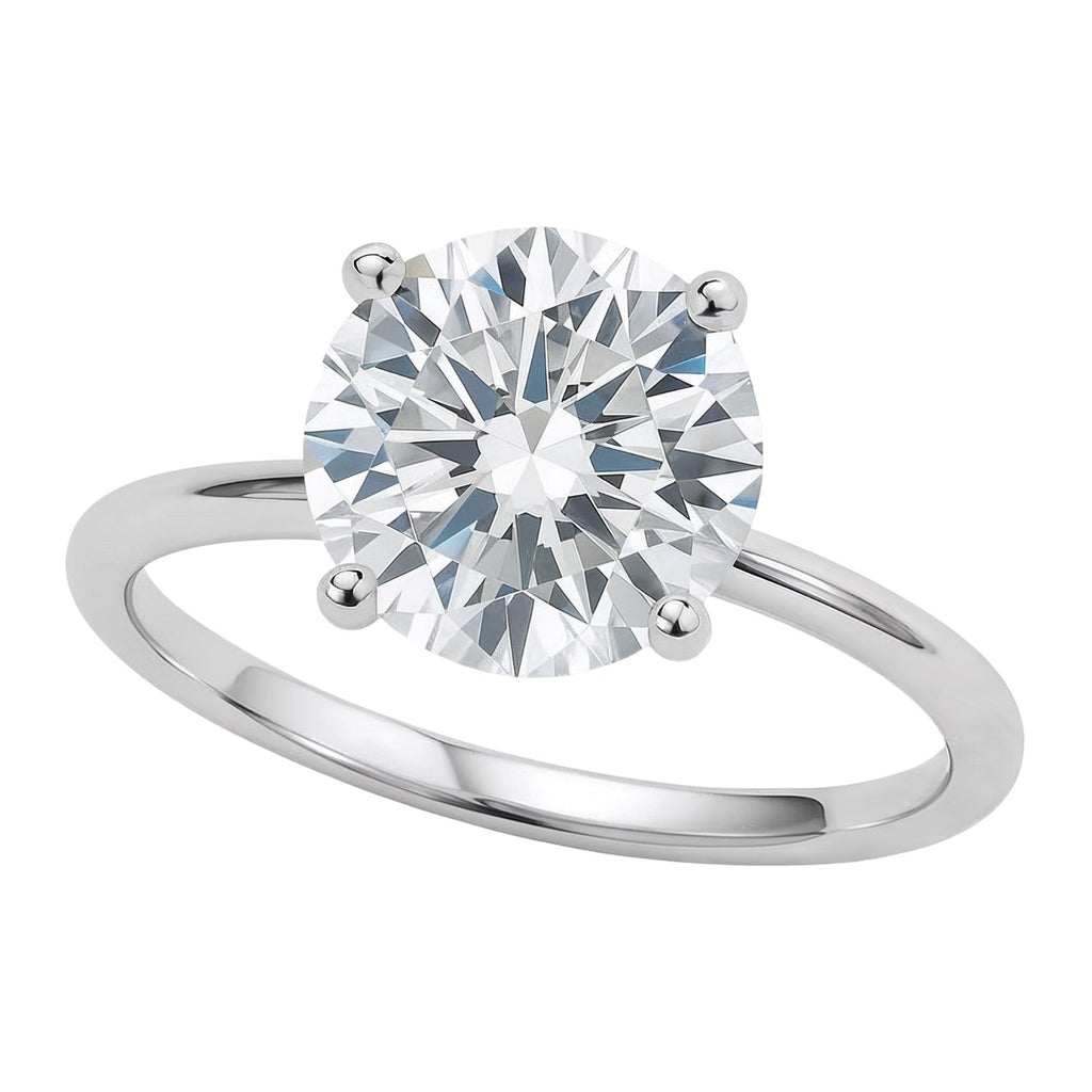 3 Carat Round Lab Grown IGI G/VS1 Diamond Solitaire Ring in 14K White Gold