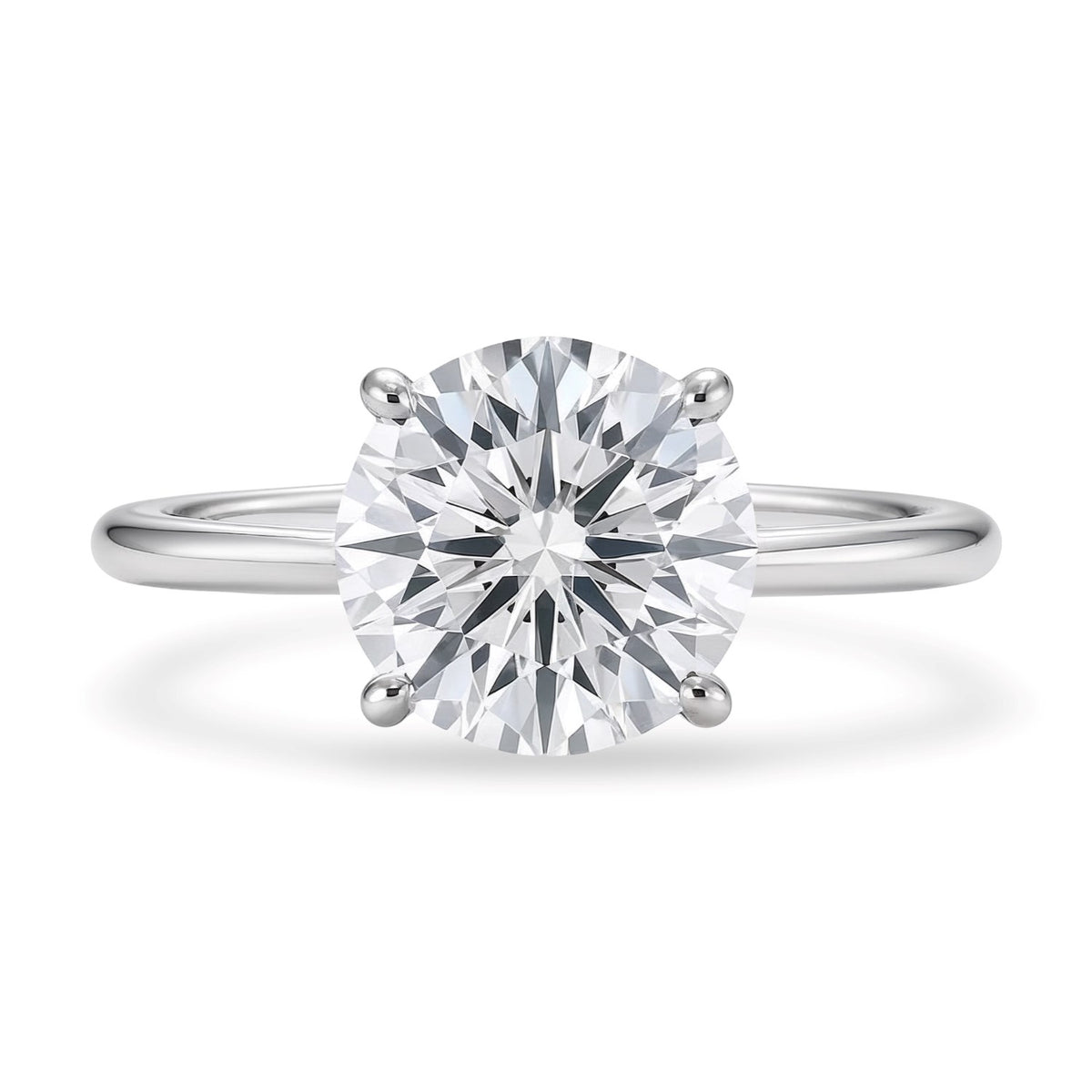 3 Carat Round Lab Grown IGI G/VS1 Diamond Solitaire Ring in 14K White Gold