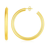 14k Yellow Gold Polished Hoop Earrings(4x40mm)