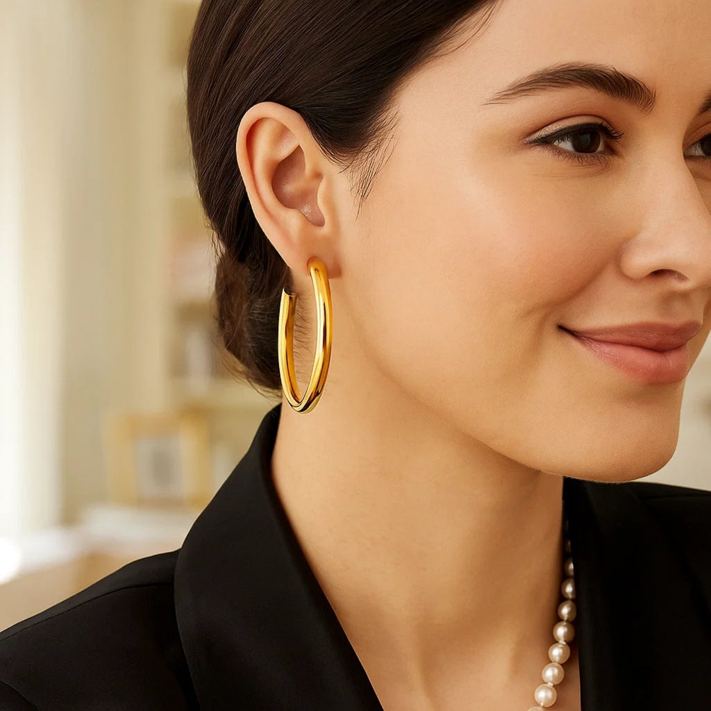 14k Yellow Gold Polished Hoop Earrings(4x40mm)