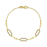 14K Yellow Gold Diamon Oro Paperclip Bracelet