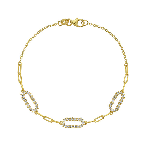 14K Yellow Gold Diamon Oro Paperclip Bracelet