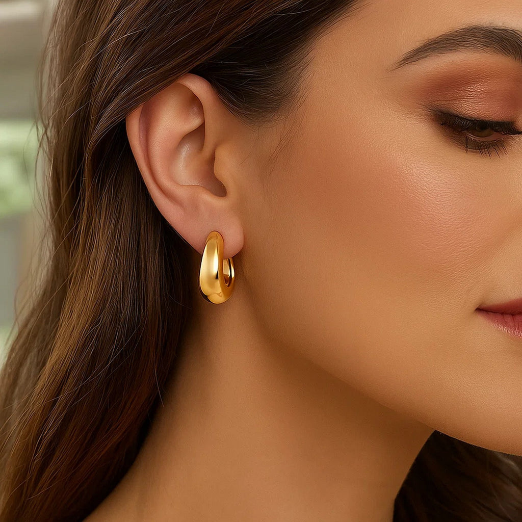 Tapered Electroform Hoop Earrings in 14K Yellow Gold